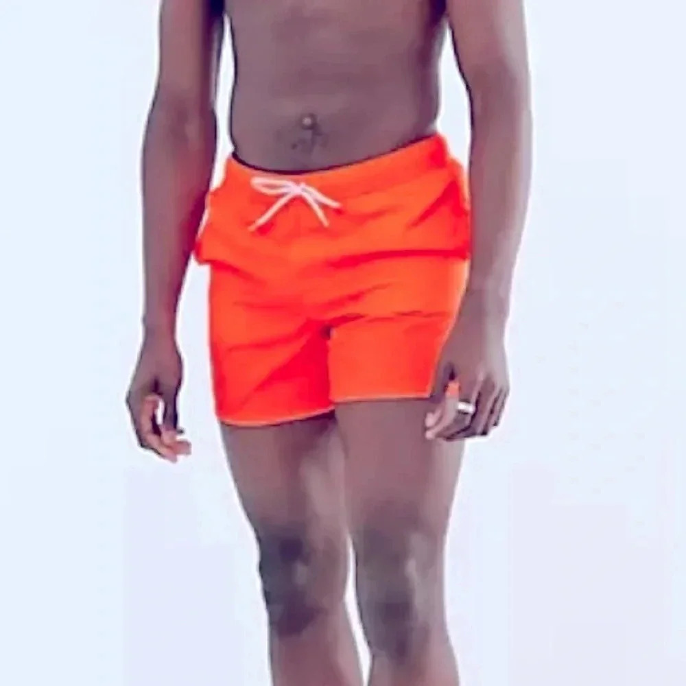 ASOS Men’s Orange Swim Shorts Size Small Pink Drawstring Mesh Lined